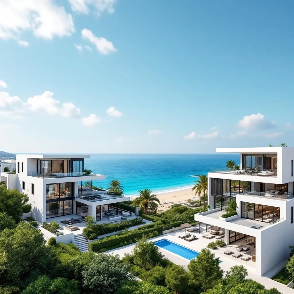 Antalya'da deniz manzaralı modern villalar ve sahil şeridindeki lüks konut projeleri